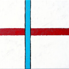 Poster - Bold Abstract Expressionism Featuring Geometric Red and Blue Stripes on a White Textured Canvas