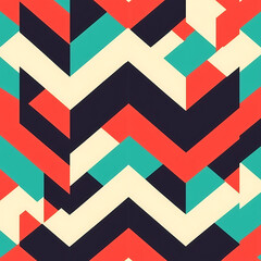 Poster - Bold Geometric Zigzag Pattern Vibrant Color Palette Artful Design Striking Visuals Abstract Background