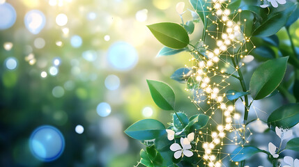 Poster - botanical network illuminating connections through flora and technology integration in green environ