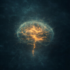 Poster - brain circuitry network abstract neural activity glowing connections and synapses intelligence idea