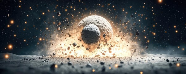 asteroid impact idea. a celestial collision depicted in a dramatic and visually stunning representat