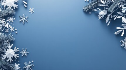 Wall Mural - Blue Winter Background with Snowflakes.