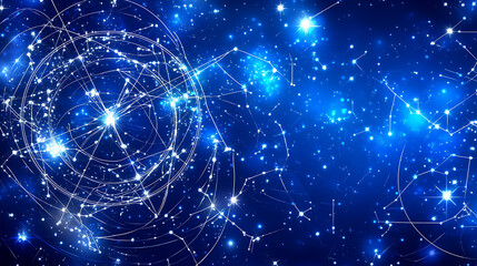 Poster - Celestial Star Map Constellations Interwoven in Cosmic Display with Stellar Brilliance and Galactic Glow