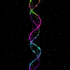 Poster - Chromatic Data Helix a Stunning Scientific Representation with Bioluminescent Effect on Black Backdrop