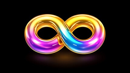 Poster - Chromatic Infinity Loop Shines A Symbol of Eternity in Contemporary Abstract Design on Black Backdrop