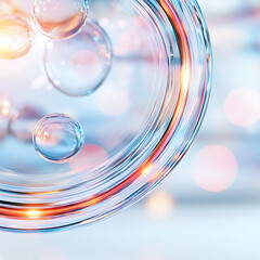 Poster - Circular Bubbles Arrangement Abstract Background with Light Effects and Reflections Design Element