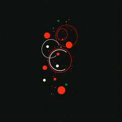 Poster - Circular Orbs Cascade Abstract Composition in Black Background Artful Display of Digital Modernity
