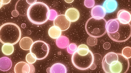 Poster - Colorful Circular Bokeh Light Spheres Pattern on a Sparkling Dark Background for Graphic Design