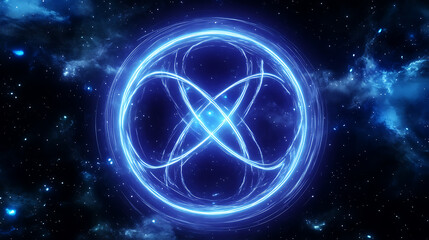 Poster - Cosmic Energy Orb in the Nebula Cloud Galaxy of Abstract Space with Vibrant Blue Glowing Lights