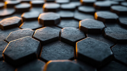 Poster - interconnected hexagonal structures symbolizing networks connectivity and futuristic technology conv
