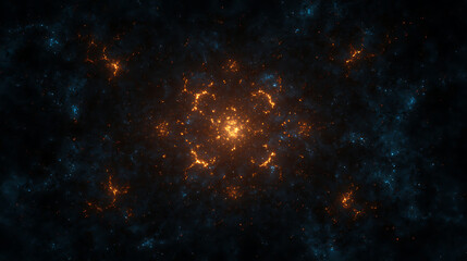 Poster - Cosmic Nebula Radiance Emanating Golden Fractals Amidst Deep Space Stellar Clusters and Galactic Dust