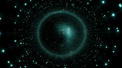 Poster - cosmic portal futuristic technology visualization with glowing particles and dynamic circles