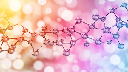 Poster - Crystal Molecular Structure with Colorful Bokeh Background Design Scientific Visualization