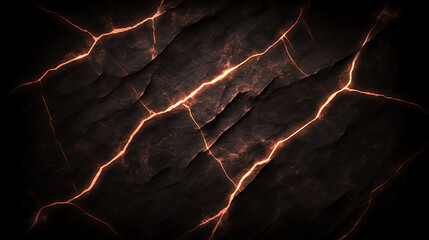 Poster - Dark Stone Cracks with Glowing Lava  Abstract Texture Background Design Element Art Illustration