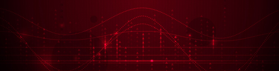 Fototapete - Illustration Abstract Digital technology, light line and red cyber space background. Vector communication, innovation futuristic technology, connect internet network system, future big data, concept