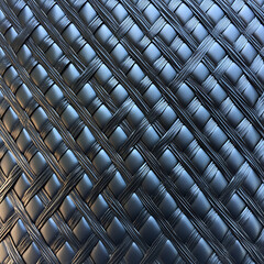 Poster - Detailed Texture of Woven Black Material with Complex Interlacing Pattern and Subtle Shadows