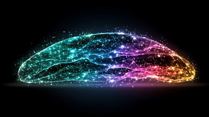 Poster - Digital Brain Illustration Sparkles of Intelligence Connection Creativity on Black Background