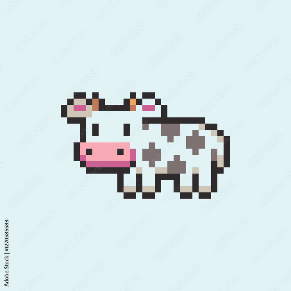 Simple Pixel Cow this is a cow in pixel art with colorful color,this item good for ...