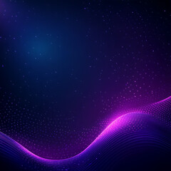 Poster - Digital Data Flow with Glowing Particles on Dark Blue Gradient Technological Background Design