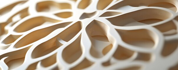 Wall Mural - Intricate floral design carved from a light beige material