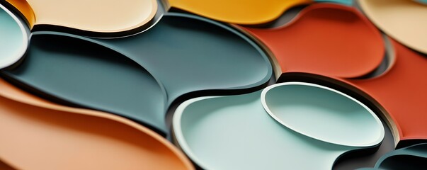 Wall Mural - Colorful abstract shapes overlap in a dynamic and modern design