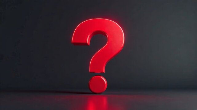 red question mark on black background