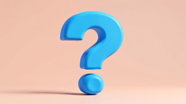 blue question mark close up on orange background