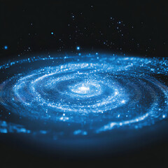 Poster - digital rendering of a mesmerizing galaxy spiral with sparkling light orbs in deep space