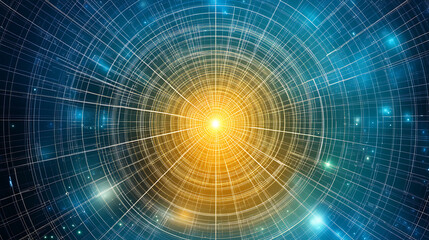 Poster - Digital Tunnel Grid Vortex With Centralized Light And Network Structure Complexity Innovation
