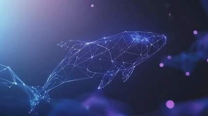 Poster - Digital Whale Constellation Concept Low Poly Design for Futuristic Technology Network Background