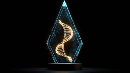 Poster - DNA Helix Encased in Crystalline Structure a Symbol of Genetic Preservation and Discovery