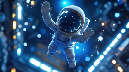 Wall Mural - Astronaut in Space Floating Among Stars and Cosmic Lights
