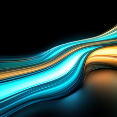 Poster - Dynamic Abstract Flowing Lines of Light Against Black Backdrop Artistic Design Composition