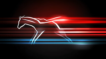 Poster - Dynamic Horse Outline with Streaks of Light Speed and Motion Expressed in Futuristic Style