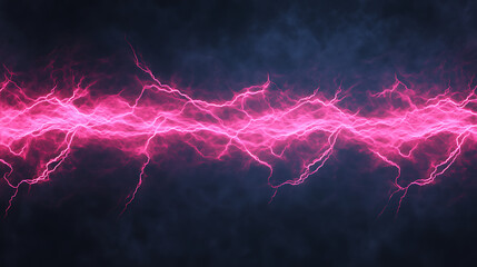 Wall Mural - electric hot pink lightning bolts bursting across dark atmospheric sky intense energy display