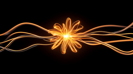 Wall Mural - electric power flower central node with energy strands emanating from center on dark backdrop