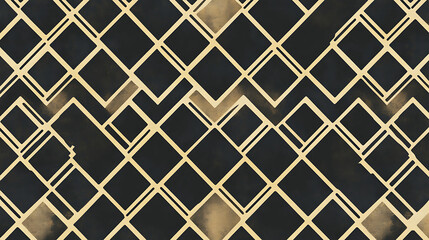 Poster - Elegant Black and Gold Geometric Art Deco Pattern Design for Modern Textiles and Interiors Decoration