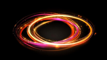 Poster - Elegant Golden Light Trails Abstract Elliptical Formation Graphic Element on Dark Background Image