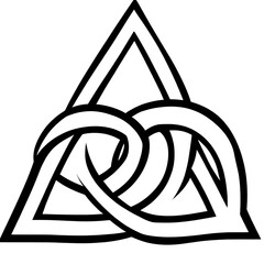 Poster - Elegant Triquetra Knot Design Celtic Symbol Interwoven Triangle Shape Isolated Black and White Aesthetic