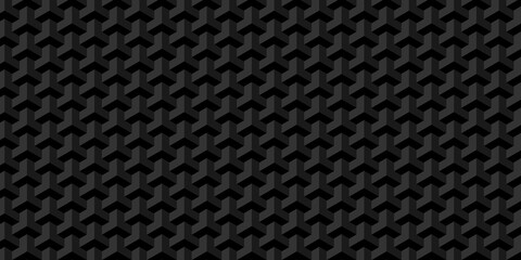 Fototapete - Minimal cubes geometric tile and mosaic wall grid retro digital hexagon technology wallpaper background. black block cube structure backdrop square triangle texture vintage design.	

