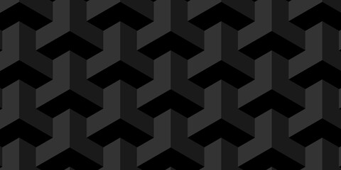 Fototapete - Minimal cubes geometric tile and mosaic wall grid retro digital hexagon technology wallpaper background. black block cube structure backdrop square triangle texture vintage design.	

