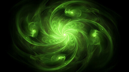 Poster - emerald energy whirlwind a dynamic abstract fractal composition on a dark enigmatic canvas