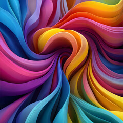 Fototapete - A 3D illustration of vibrant, twisted shapes in a spectrum of colors, creating a dynamic and eye-catching design