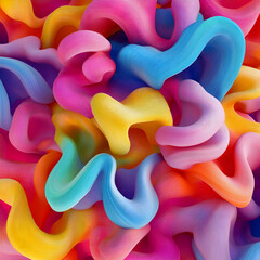Fototapete - A 3D illustration of vibrant, twisted shapes in a spectrum of colors, creating a dynamic and eye-catching design