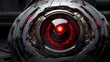 © ChrisTYCat - Close up view of a highly detailed mechanical robotic eye with intricate metallic textures and vibrant red glowing elements showcasing advanced futuristic technology and digital automation