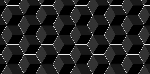 Poster - minimal cubes geometric tile and mosaic wall grid retro digital hexagon technology wallpaper backgro