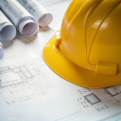Poster - architectural drawings, construction background . Generative AI