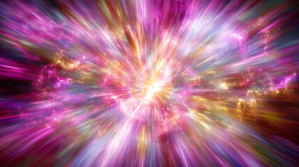 Poster - energetic cosmic burst visual splendor in swirling nebula of pink violet and golden radiance
