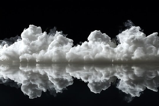 White fluffy cloud on black background. 3D rendering. Cloudscape.