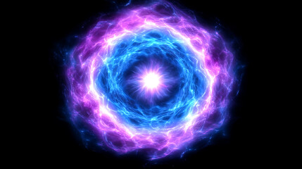 Poster - energetic portal of cosmic force field ring displaying vibrant blue and purple plasma light